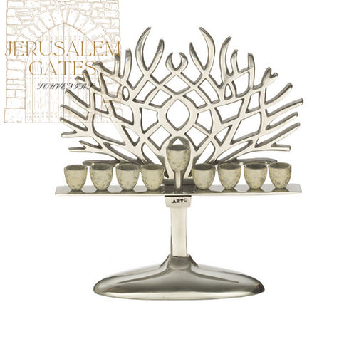 Aluminum Tree Of Life Hanukkiah